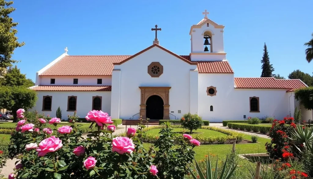 Historic Mission Santa Clara de Asís with beautiful Spanish colonial architecture and gardens Historic Mission Santa Clara de Asís with beautiful Spanish colonial architecture and gardens