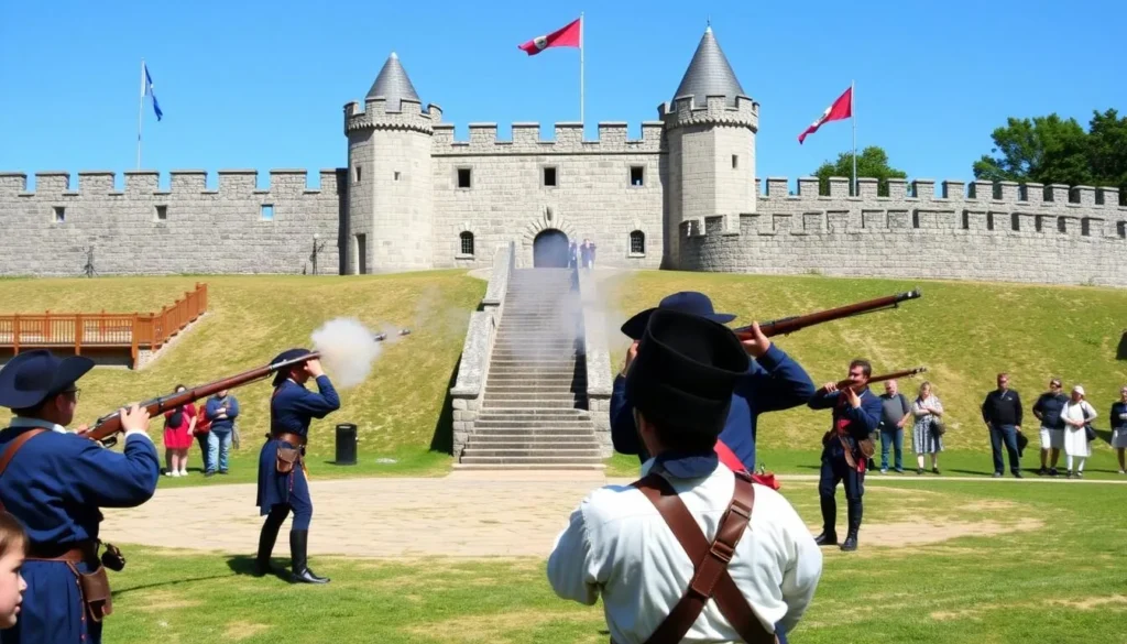 Historic Old Fort Niagara with costumed interpreters demonstrating 18th-century military life in Niagara County, New York Historic Old Fort Niagara with costumed interpreters demonstrating 18th-century military life in Niagara County, New York