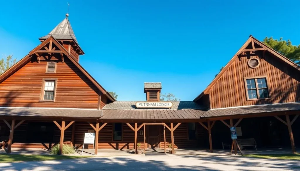 Historic Putnam Lodge in Dixie County Florida showing rustic architecture