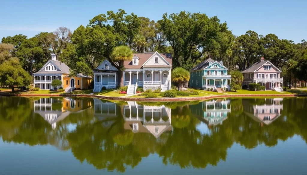 Historic Victorian homes around Lake DeFuniak in DeFuniak Springs, Walton County Florida
