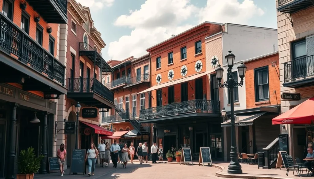 Historic Ybor City district in Tampa with traditional architecture and brick streets - things to do in Tampa Historic Ybor City district in Tampa with traditional architecture and brick streets - things to do in Tampa