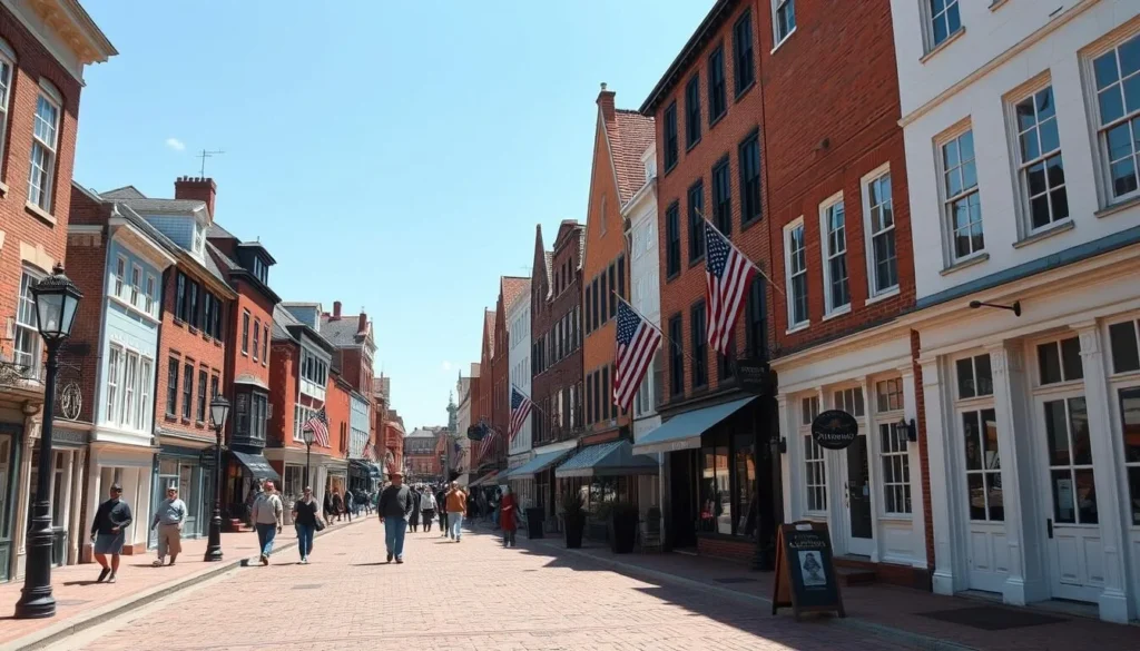Historic buildings and cobblestone streets in Old New Castle Delaware Historic buildings and cobblestone streets in Old New Castle Delaware