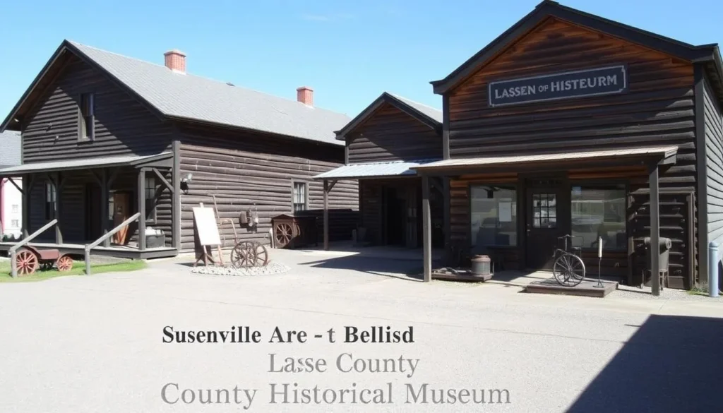 Historic buildings at the Lassen County Historical Museum in Susanville with vintage artifacts on display Historic buildings at the Lassen County Historical Museum in Susanville with vintage artifacts on display