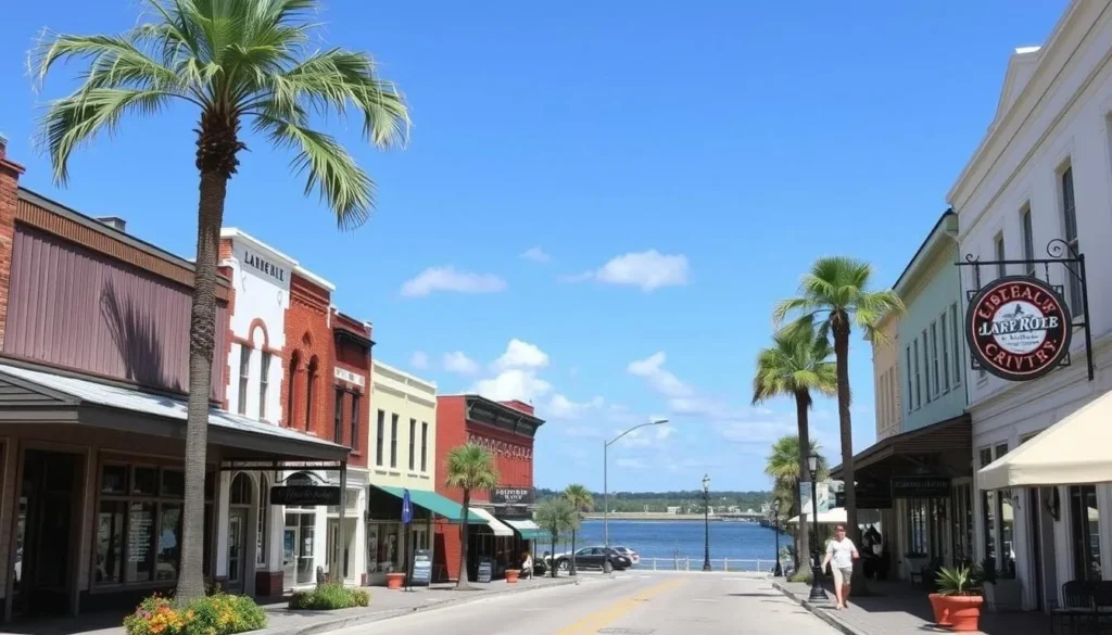 Historic downtown LaBelle in Hendry County, Florida with the Caloosahatchee River visible Historic downtown LaBelle in Hendry County, Florida with the Caloosahatchee River visible