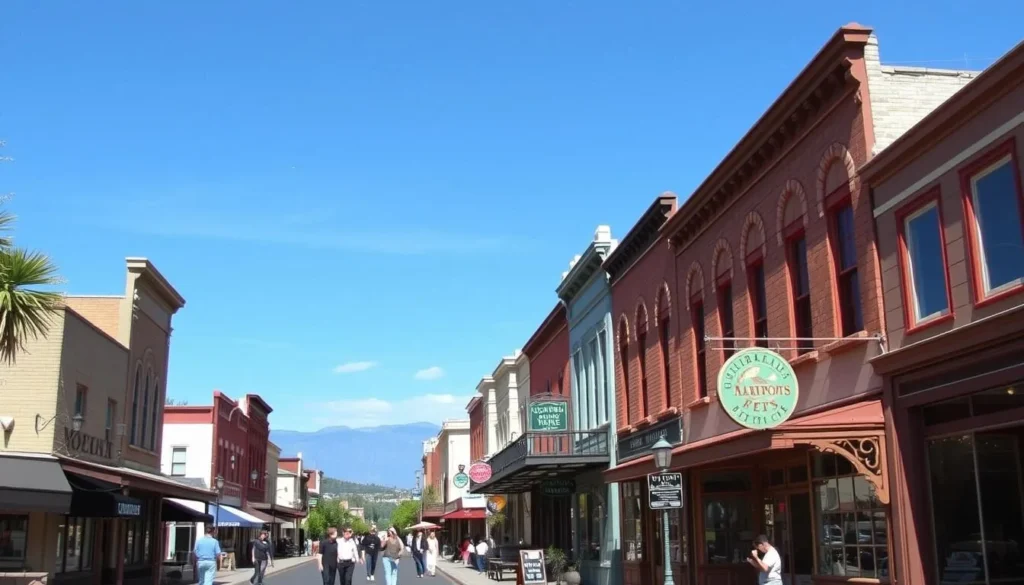 Historic downtown Mariposa with Gold Rush era buildings and shops Historic downtown Mariposa with Gold Rush era buildings and shops