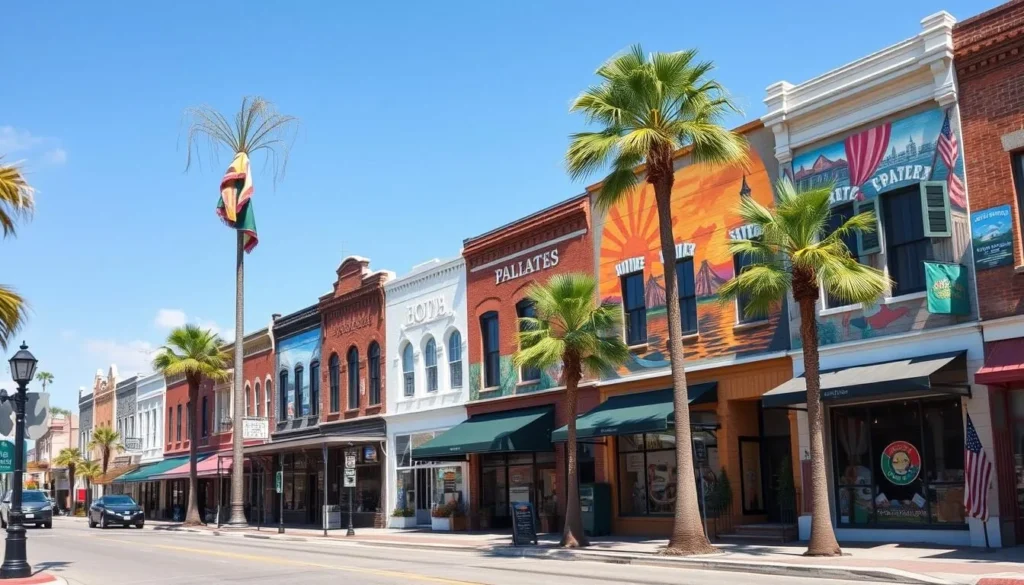 Historic downtown Palatka with colorful murals on building walls Historic downtown Palatka with colorful murals on building walls