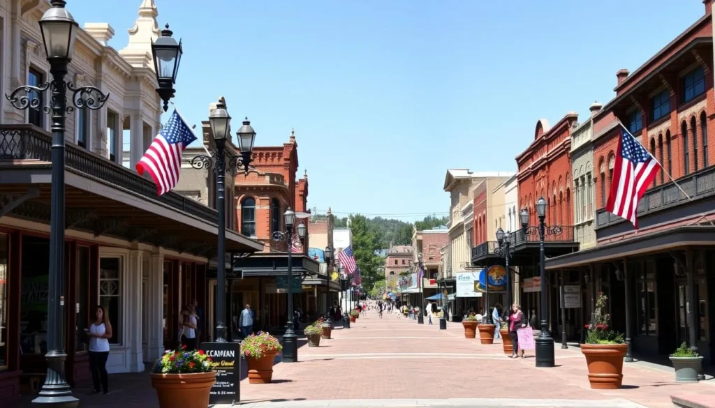 Historic downtown Red Bluff in Tehama County showing Victorian architecture and shops Historic downtown Red Bluff in Tehama County showing Victorian architecture and shops