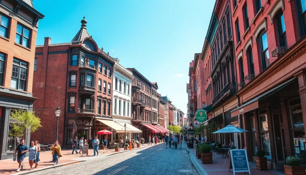 Historic downtown Troy, Rensselaer County, New York with Victorian architecture Historic downtown Troy, Rensselaer County, New York with Victorian architecture