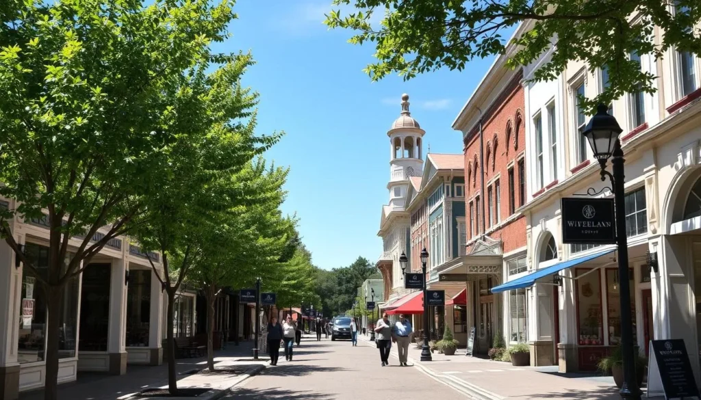 Historic downtown Woodland in Yolo County with preserved Victorian buildings and charming storefronts Historic downtown Woodland in Yolo County with preserved Victorian buildings and charming storefronts