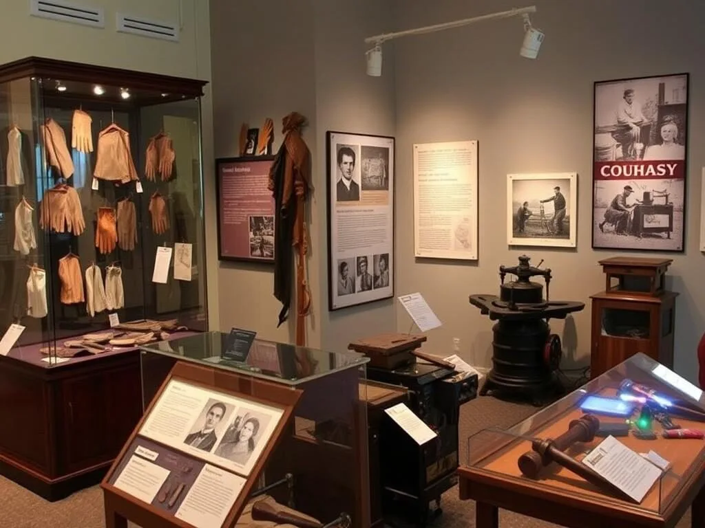 Historic glove-making display at the Fulton County Museum in Gloversville, New York Historic glove-making display at the Fulton County Museum in Gloversville, New York