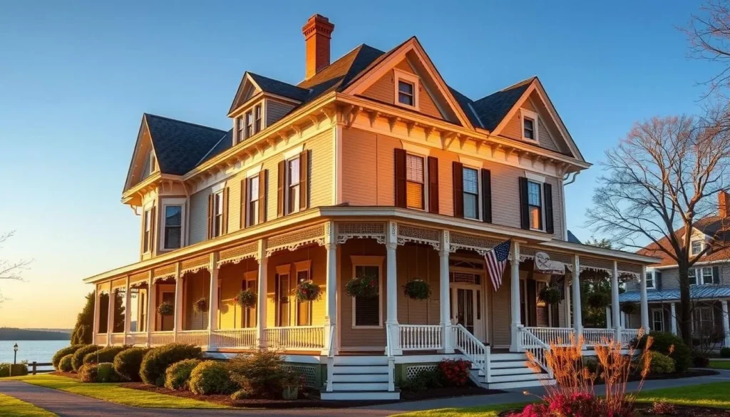 Historic inn in Aurora, Cayuga County with Victorian architecture and lakefront views Historic inn in Aurora, Cayuga County with Victorian architecture and lakefront views