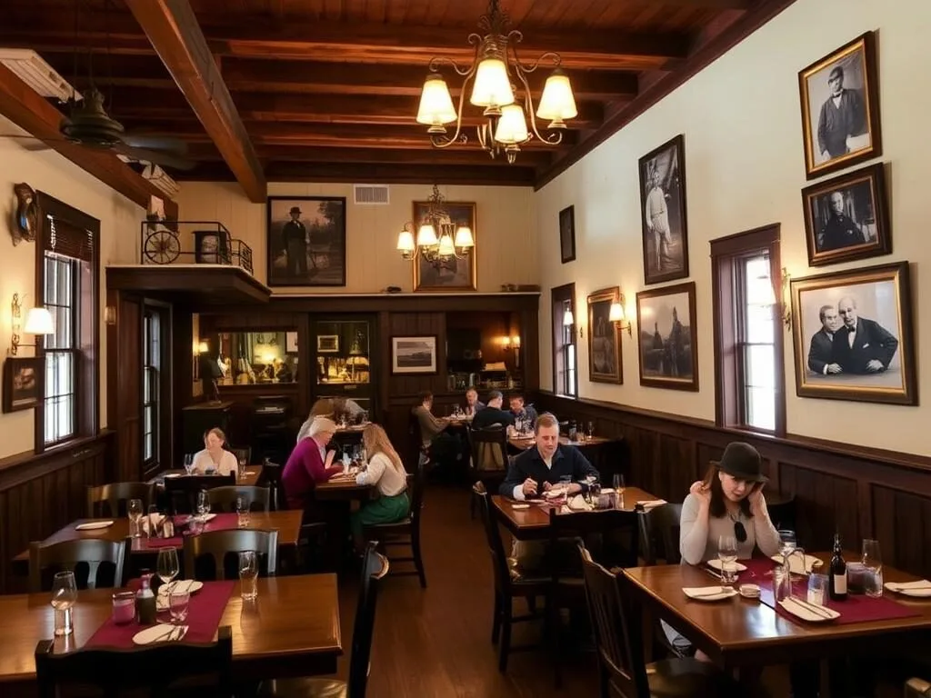 Historic restaurant in Columbia State Historic Park with period decor and traditional Gold Rush era food Historic restaurant in Columbia State Historic Park with period decor and traditional Gold Rush era food
