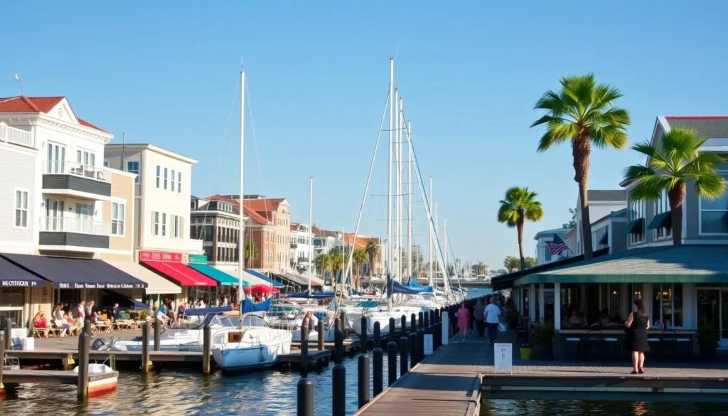 Historic waterfront in Beaufort, North Carolina, a popular day trip from Point Island Historic waterfront in Beaufort, North Carolina, a popular day trip from Point Island