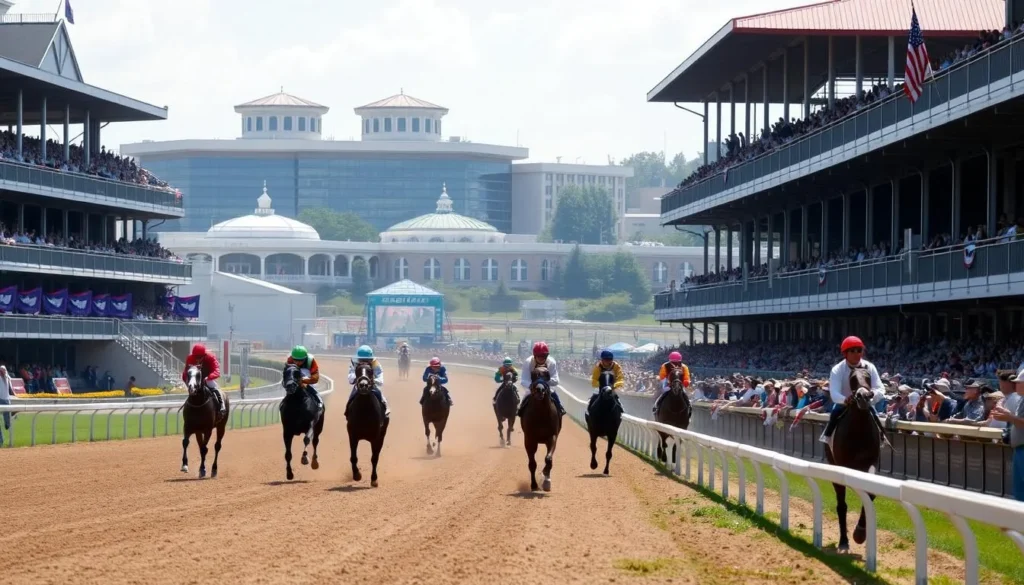 Horse racing at Aqueduct Racetrack in South Ozone Park, Queens Horse racing at Aqueduct Racetrack in South Ozone Park, Queens