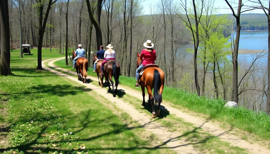 Horseback riders on a trail at Barren River Lake State Resort Park Horseback riders on a trail at Barren River Lake State Resort Park