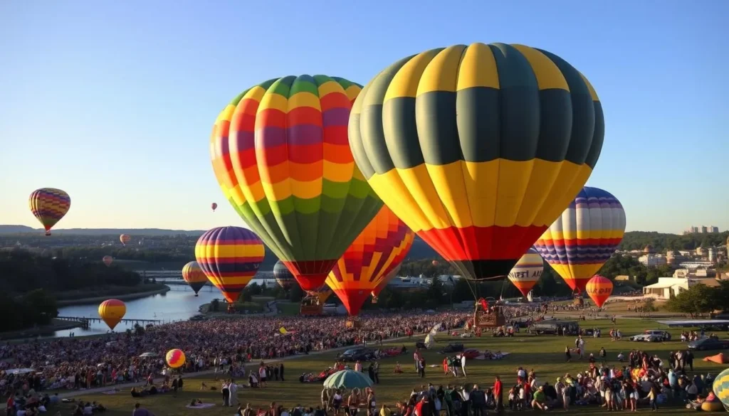 Hot air balloons at the Great Falls Balloon Festival in Lewiston-Auburn Hot air balloons at the Great Falls Balloon Festival in Lewiston-Auburn