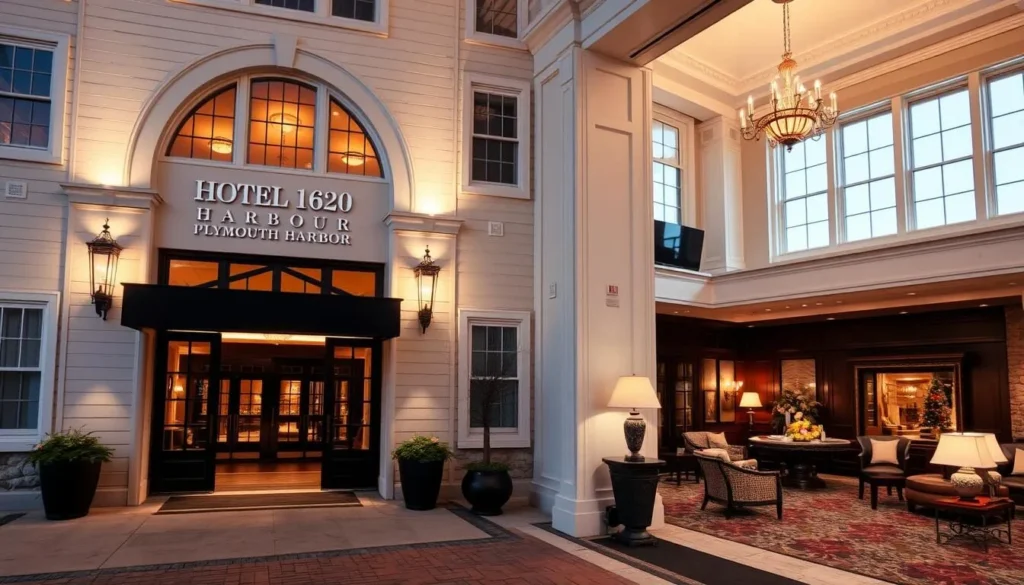 Hotel 1620 Plymouth Harbor exterior and lobby in Plymouth Massachusetts Hotel 1620 Plymouth Harbor exterior and lobby in Plymouth Massachusetts