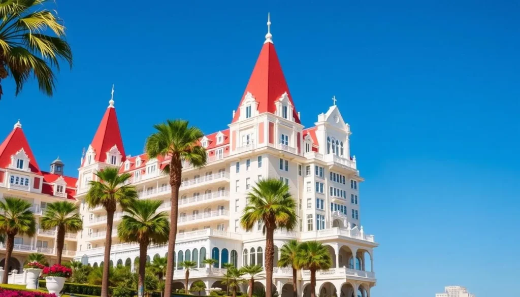 Hotel Del Coronado with its iconic red roof in San Diego County California Hotel Del Coronado with its iconic red roof in San Diego County California