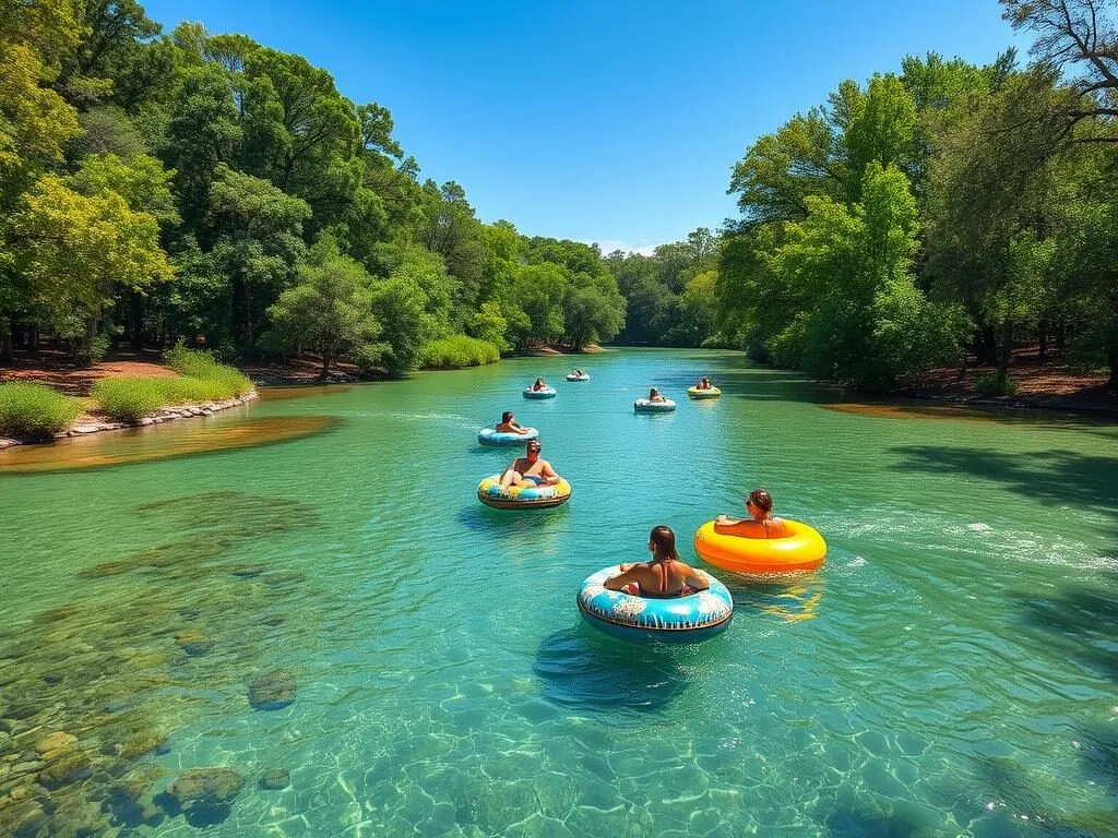 Ichetucknee River in Alachua County Florida with people tubing