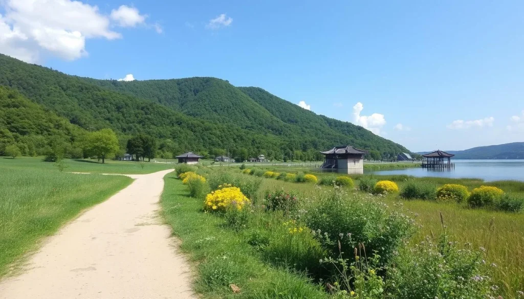 Ilsan Lake Park bike tour scenery