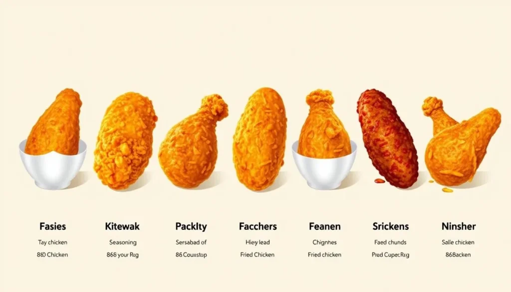 Image of 88 Chicken's various fried chicken flavors