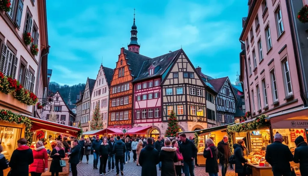 Image of Aargau's historic town during a festive season