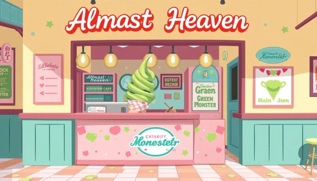 Image of Almost Heaven Ice Cream Shop or its Green Monster flavor