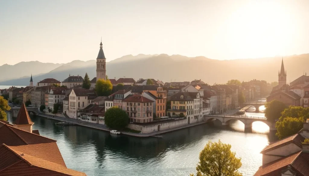Image of Annecy's old town with canals and historic buildings