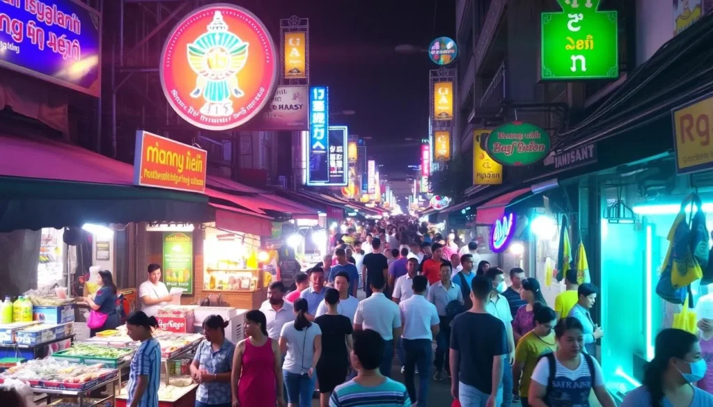 Image of Bangsaen Walking Street at night