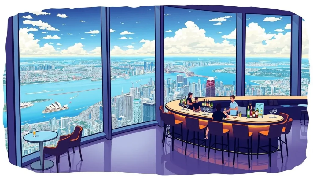 Image of Bar83 in Sydney Tower with panoramic views of the city