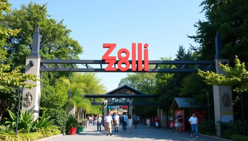 Image of Basel Zoo's entrance with a sign reading "Zolli"