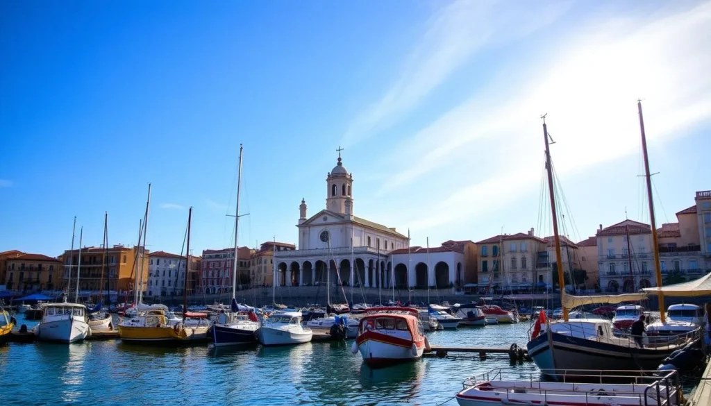 Image of Bastia's old port with Église St-Jean Baptiste in the background