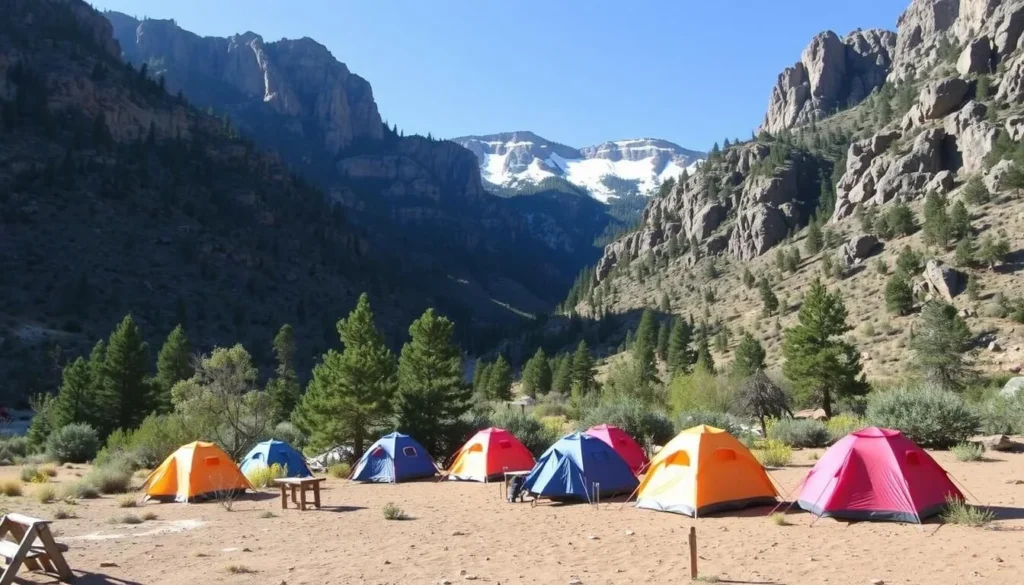 Image of Bear Canyon Trail Camp with tents and scenic surroundings