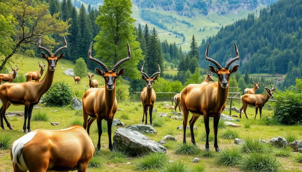 Image of Biel Zoo with native Swiss wildlife such as chamois and ibexes.