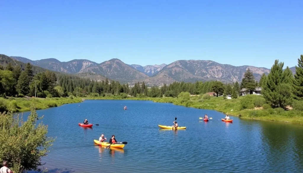Image of Black Butte Lake with adventure seekers