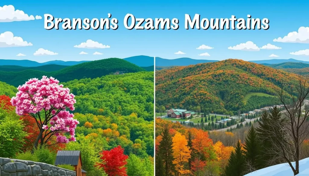 Image of Branson's Ozark Mountains during different seasons
