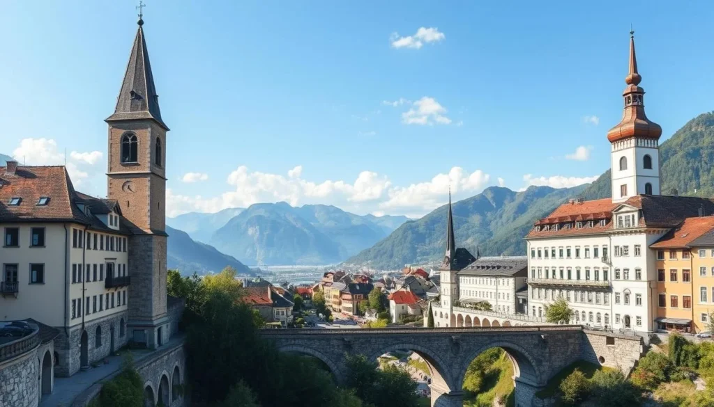 Image of Brig, Switzerland, showcasing its picturesque landscape and historic architecture