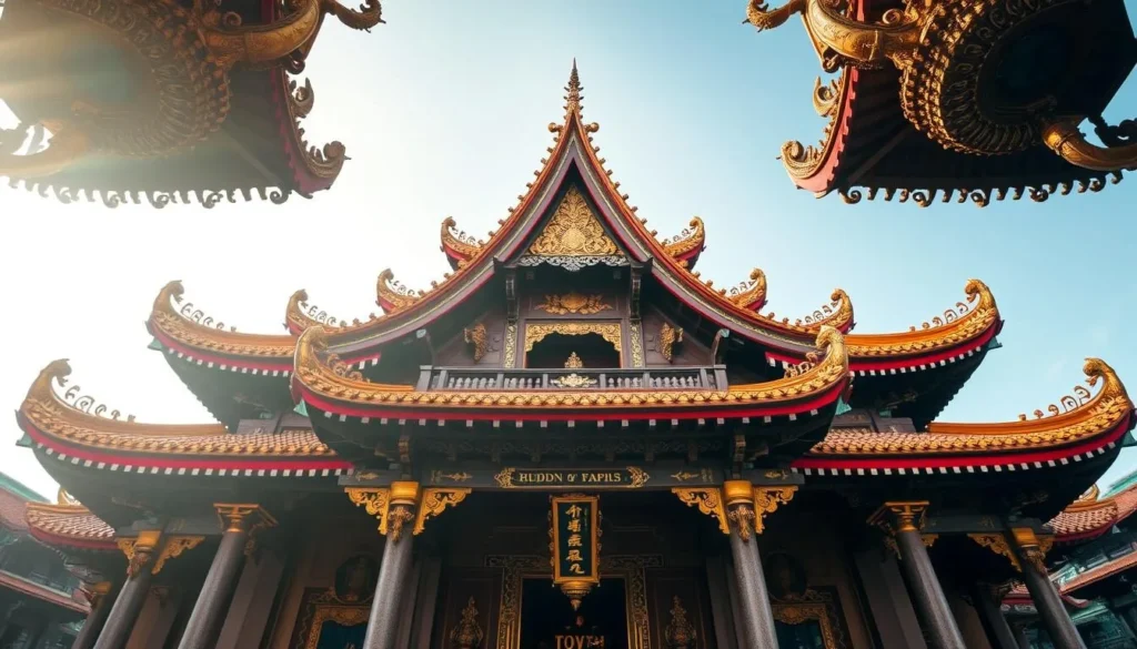 Image of Buddha Tooth Relic Temple's stunning architecture and intricate details