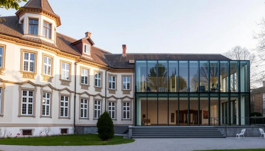 Image of Bündner Kunstmuseum with its striking mix of historic villa and modern glass extension
