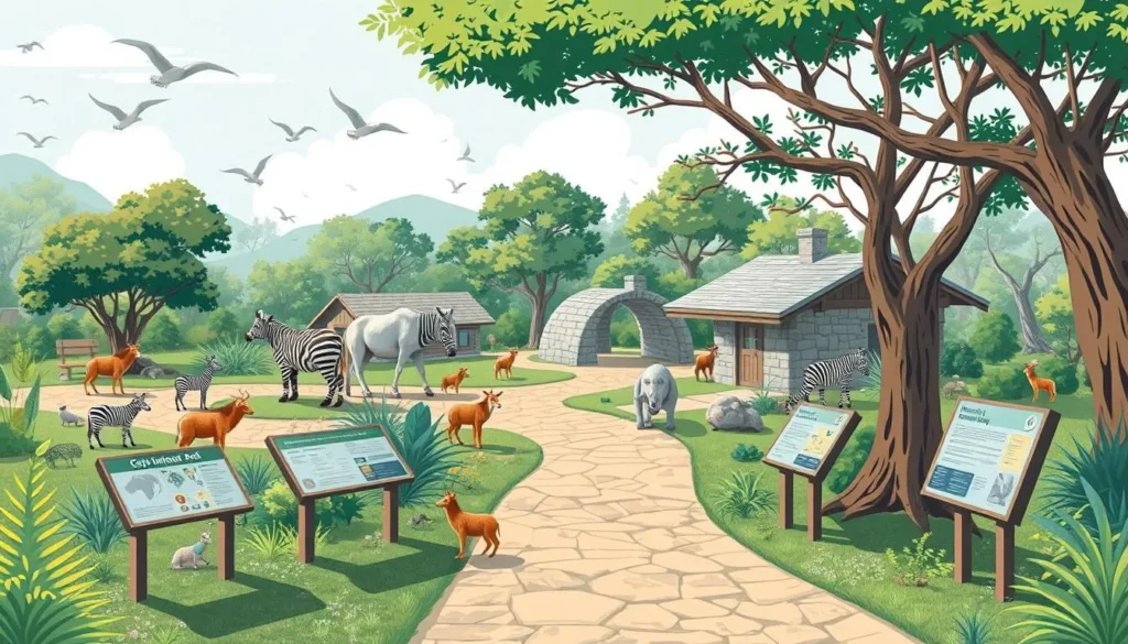 Image of CETYS University Zoological Park with various animals and educational signage