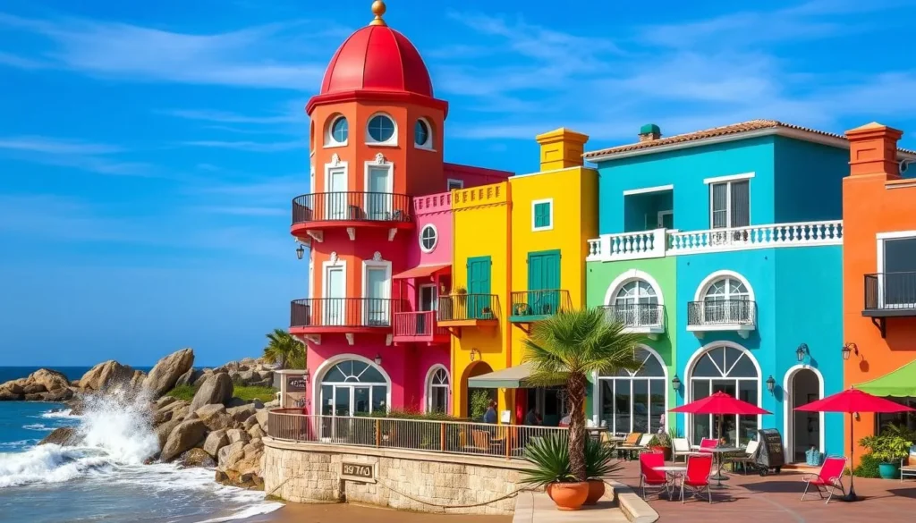 Image of Capitola Village's colorful beachfront buildings and Mediterranean-inspired architecture