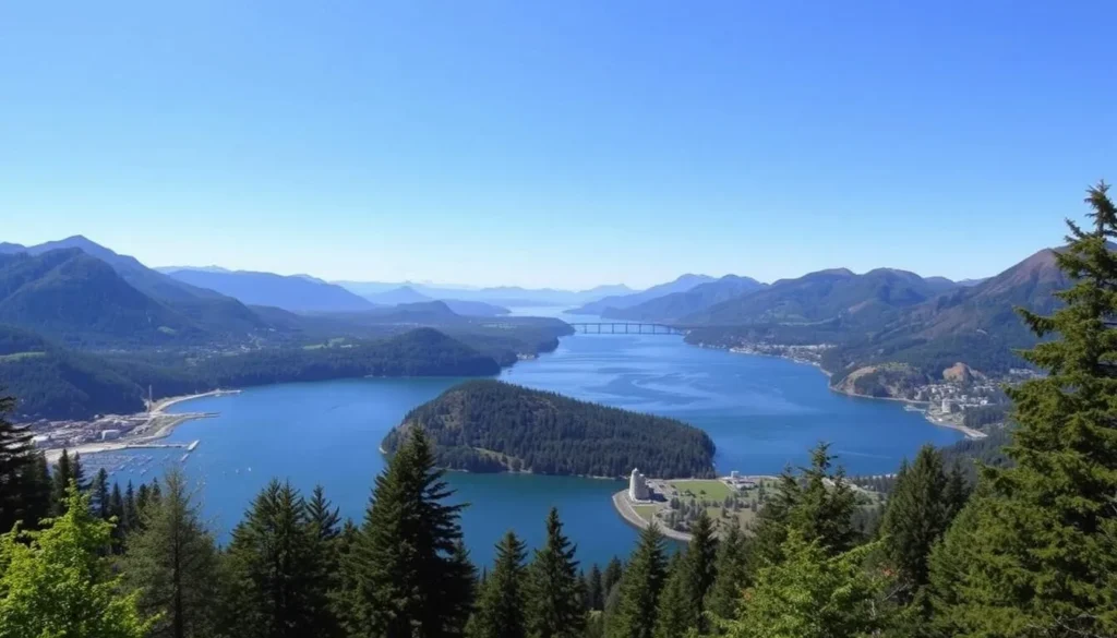 Image of Cascade Locks Oregon with a scenic view of the Columbia River