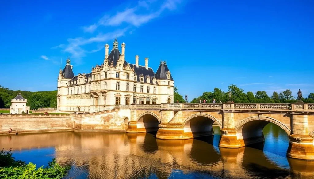 Image of Château de Chenonceau with its distinctive bridge over the Cher River
