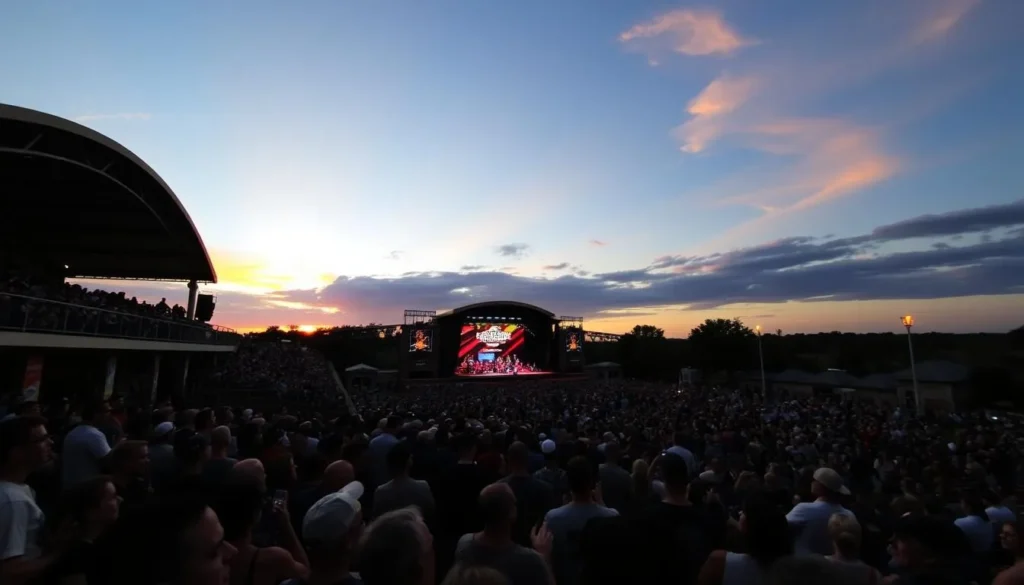 Image of Chesterfield Amphitheater during a concert at sunset