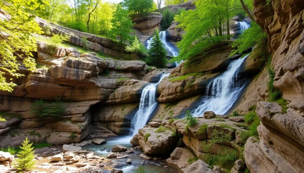 Image of Clifton Gorge State Nature Preserve with limestone gorges and waterfalls
