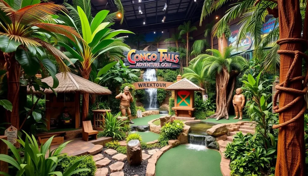 Image of Congo Falls Adventure Golf course with jungle theme