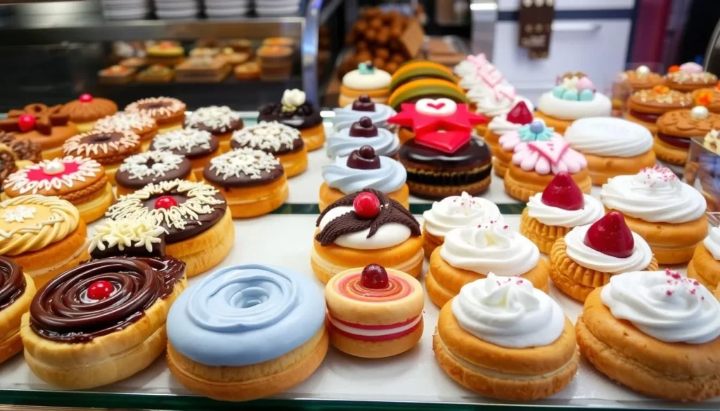 Image of Cotton-Top Pastries' display case filled with assorted French-inspired pastries