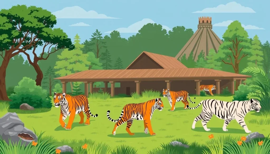 Image of Crown Ridge Tiger Sanctuary with rescued tigers in a natural habitat