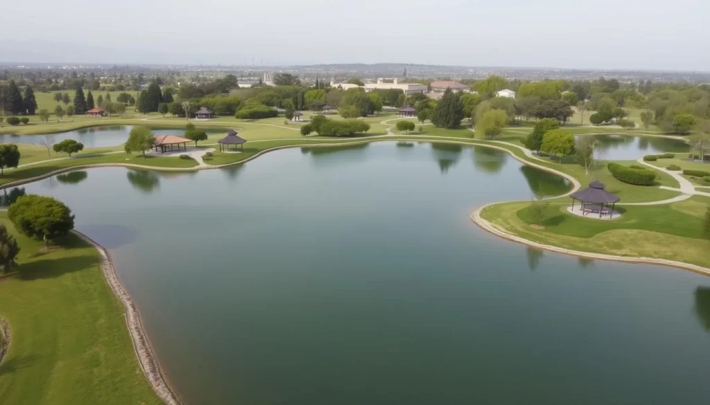 Image of Cucamonga-Guasti Regional Park's serene lakes and picnic areas