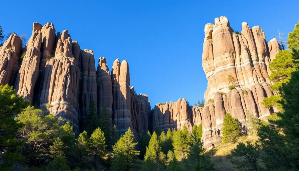 Image of Devils Postpile National Monument's columnar basalt formations